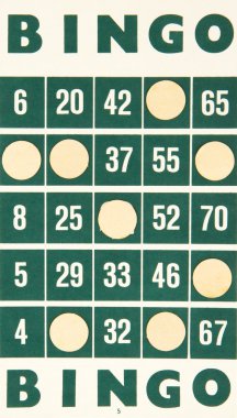 Yeşil bingo kartı izole
