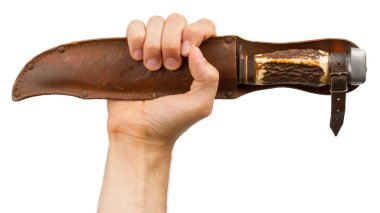 eski bond bıçak deri çerçeve içinde ele