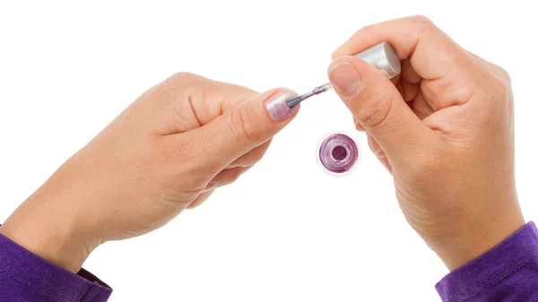 Painting female fingernails — Stock Photo, Image