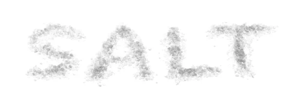 La palabra sal se deletrea sobre un fondo blanco —  Fotos de Stock