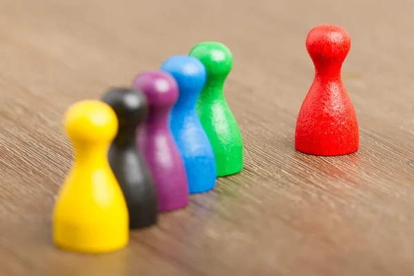 Six colored pawns isolated — Stock Photo, Image