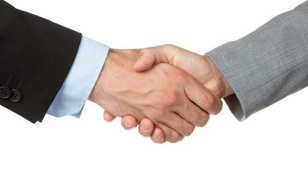 Businessman and businesswoman shaking hands — Stock Photo, Image