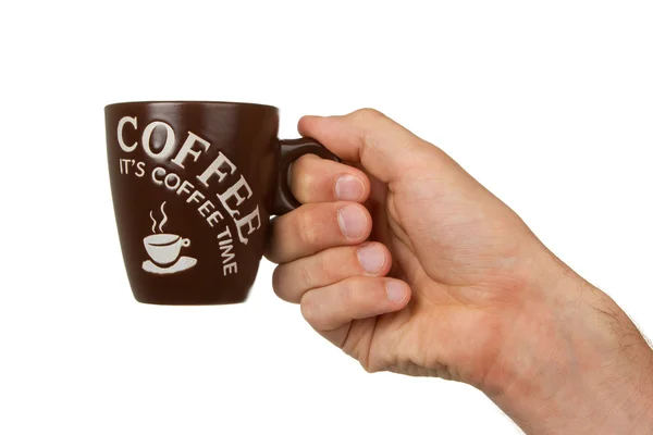 Homme tenant une tasse de café — Photo