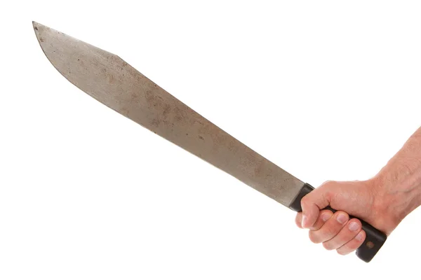 Άνθρωπος που κρατά ένα μεγάλο μαχαίρι — Φωτογραφία Αρχείου
