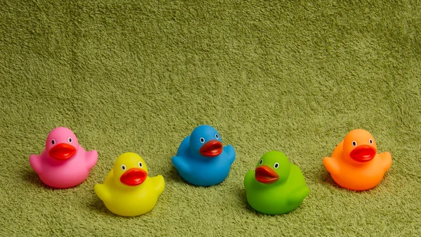 Gummi-Enten isoliert, mit Platz für Text — Stockfoto