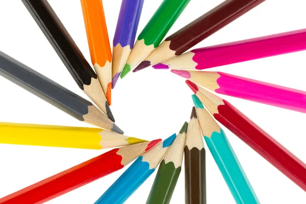 Mnoho různých barevných tužek — Stock fotografie