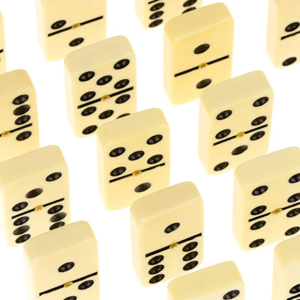 Domino pezzi linea isolata — Foto Stock