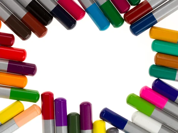 Nombreux crayons de couleur différents, cadre — Photo