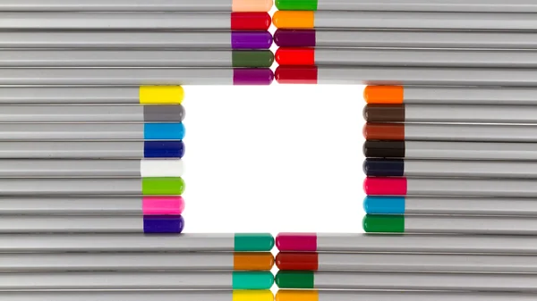 Molte matite di colore diverso, quadrato — Foto Stock