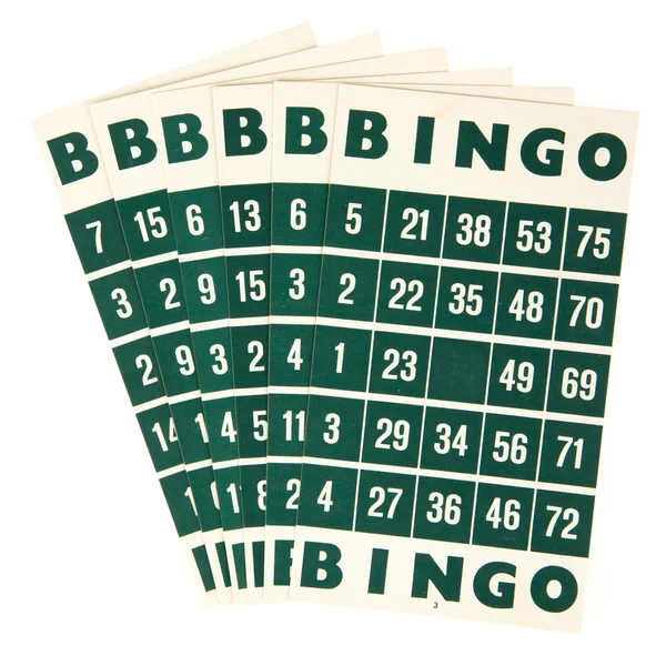 Cartes de bingo vert isolées — Photo