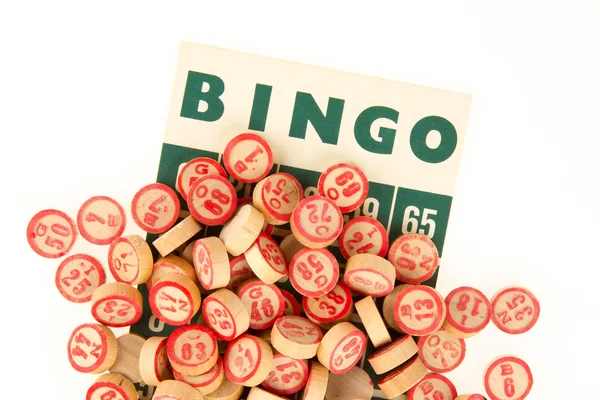 Números de madeira usados para bingo — Fotografia de Stock