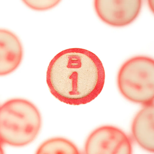 Wooden numbers used for bingo — Stock Photo, Image