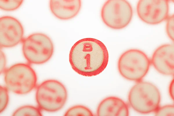 Wooden numbers used for bingo — Stock Photo, Image