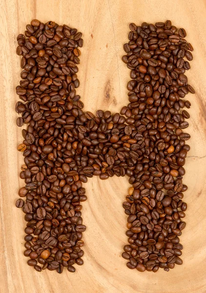 Buchstabe h, Alphabet aus Kaffeebohnen — Stockfoto