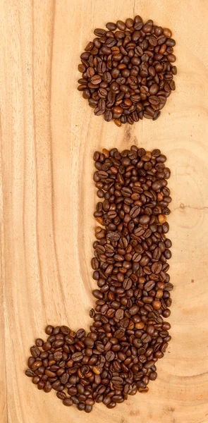 Letter J, alphabet from coffee beans — Stock Photo, Image