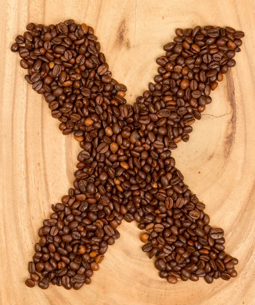 Mektup x, kahve çekirdekleri dan alfabesi — Stok fotoğraf