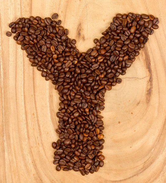 Letter Y, alphabet from coffee beans — Stock Photo, Image