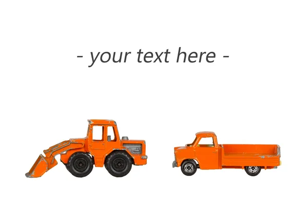Deux vieilles voitures jouet avec de la place pour le texte — Photo