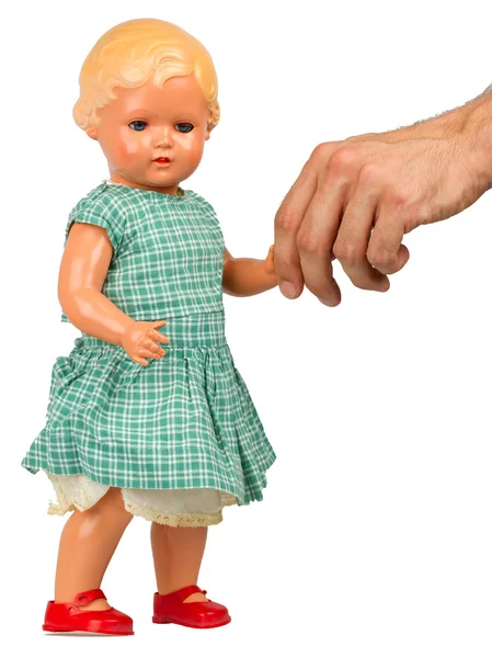 Дуже стара дитяча лялька (1940-ті роки ) — стокове фото