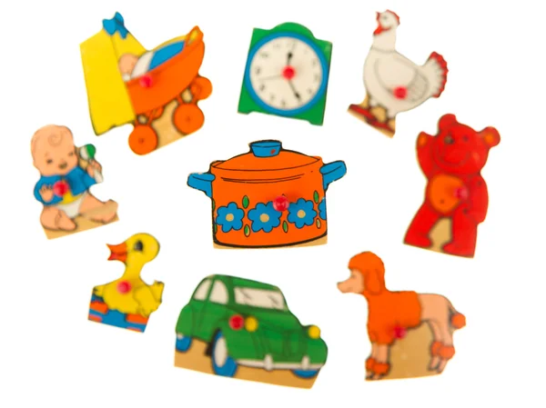 Piece of an antique wooden puzzle for children — Stock Photo, Image