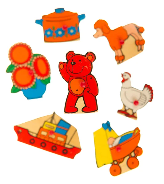 Piece of an antique wooden puzzle for children — Stock Photo, Image