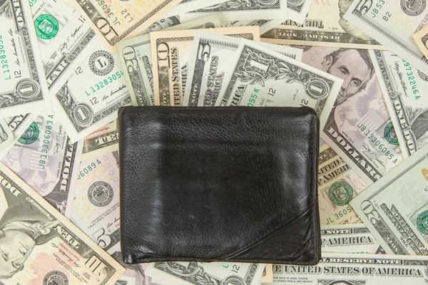 Old used wallet with dollars — Stock Photo, Image