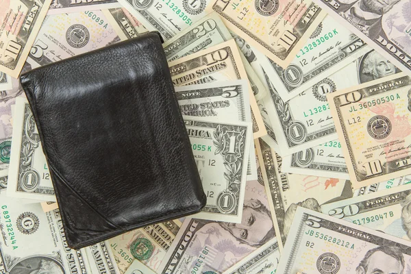 Old used wallet with dollars — Stock Photo, Image