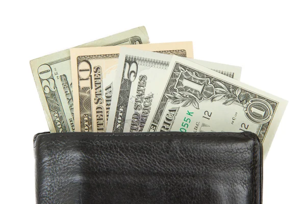 Old used wallet with dollars — Stock Photo, Image