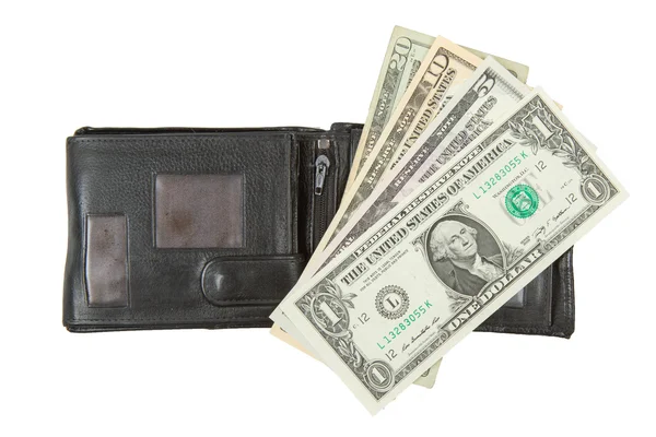 Old used wallet with dollars — Stock Photo, Image