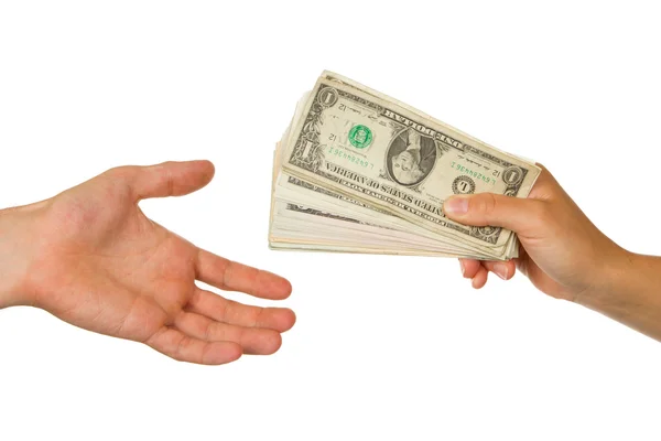 Erkek ve kadın arasında para transferi — Stok fotoğraf