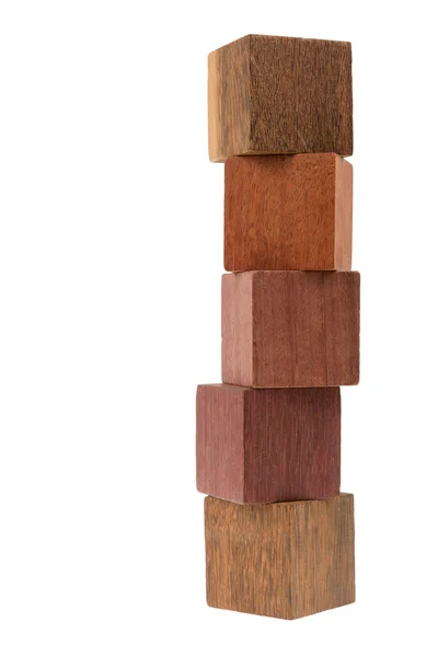 Several old cubes of wood, used by children for building — Stock Photo, Image