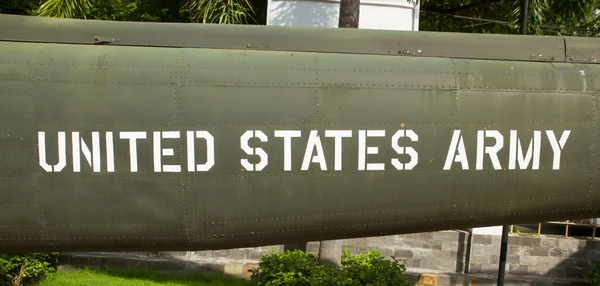 Text on an old Vietnam war Airplane displayed in Saigon — Stock Photo, Image