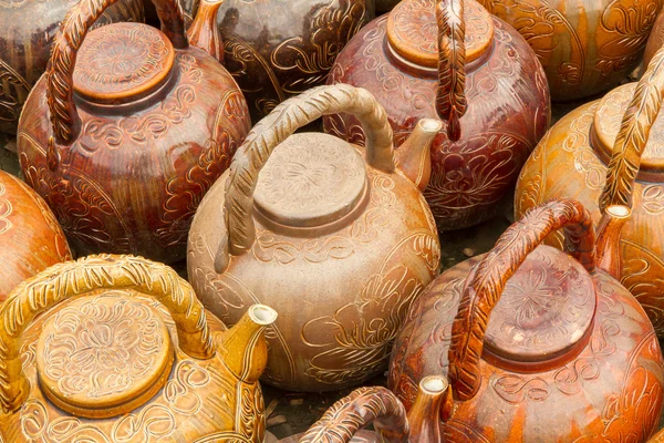 Many teapots waiting to be sold at a factory — Stock Photo, Image