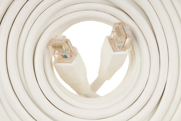 Close-up of a white RJ45 network plug — Stock Photo, Image