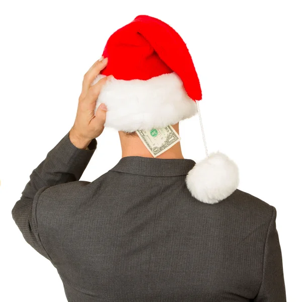 Business man with a santa hat, santa — Stock Photo, Image