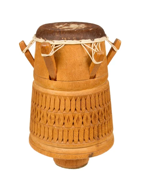 Djembe, percussão Suriname, tambor de madeira artesanal com pele de cabra , — Fotografia de Stock