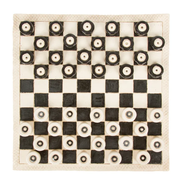 Very old game of checkers, pottery — Stock Photo, Image