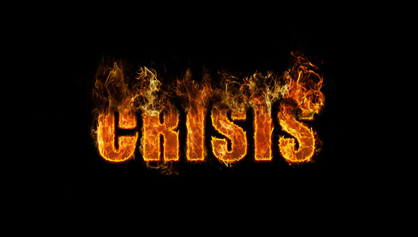 The word crisis burning