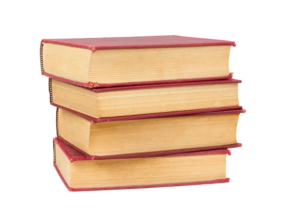 Pilha de livros antigos com capas vermelhas — Fotografia de Stock