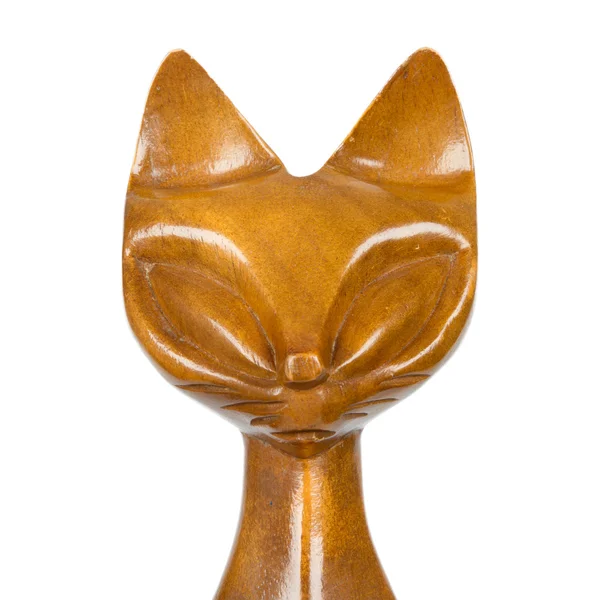 Eski ahşap heykel bir kedi — Stok fotoğraf