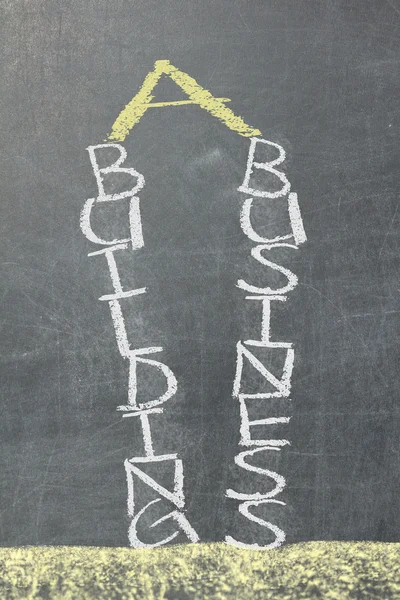 Building a business written on a chalkboard — Stock Photo, Image