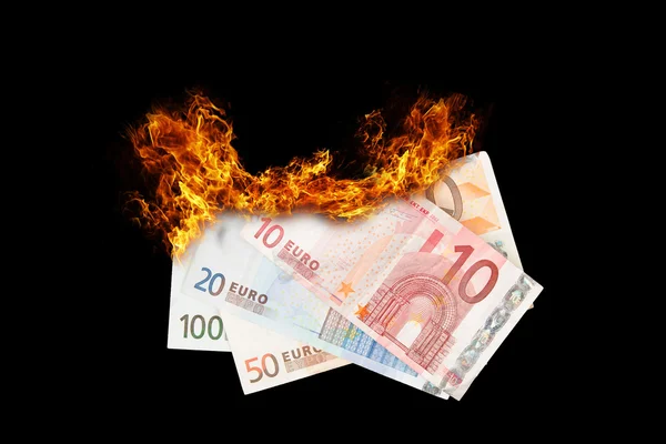 Hořící peníze — Stock fotografie