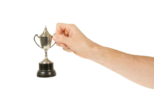 Bardzo stary Puchar trophy na białym tle — Zdjęcie stockowe