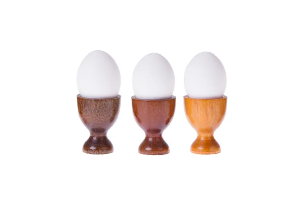 Set di diversi coppe uovo in legno — Foto Stock
