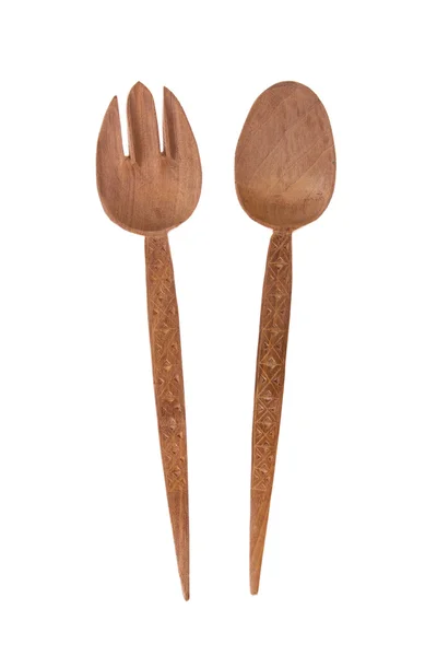 Forchetta e cucchiaio di legno — Foto Stock