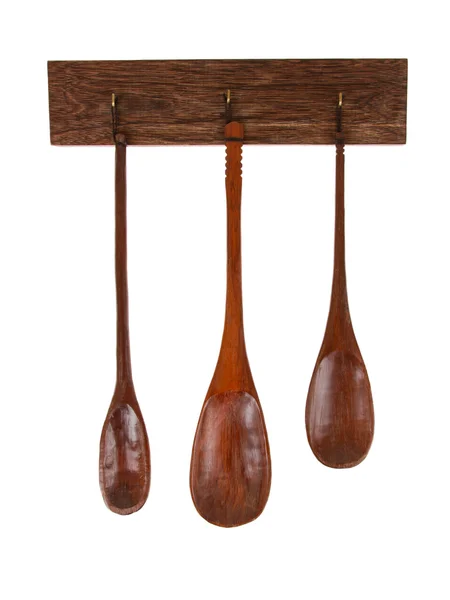 Cucchiai di legno isolato — Foto Stock
