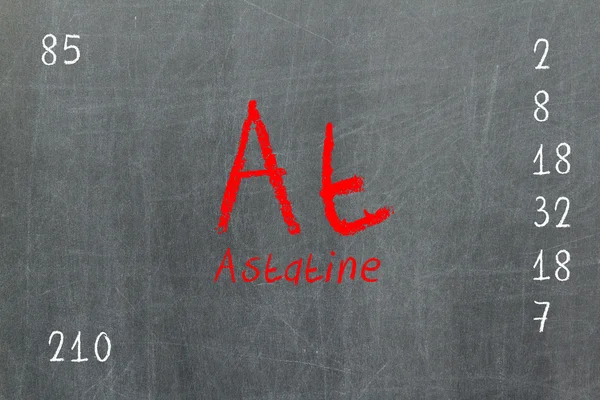 Isolated blackboard with periodic table, Astatine — Stock Photo, Image