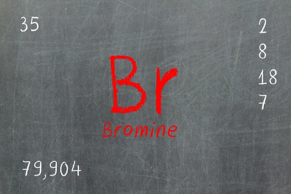 Isolated blackboard with periodic table, Bromine — Stock Photo, Image