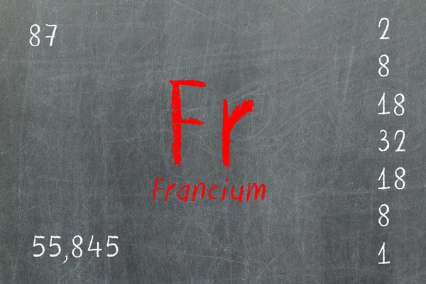 Isolated blackboard with periodic table, Francium — Stock Photo, Image