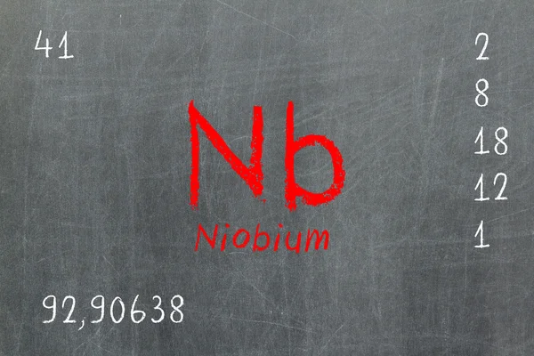 Isolated blackboard with periodic table, Niobium — Stock Photo, Image